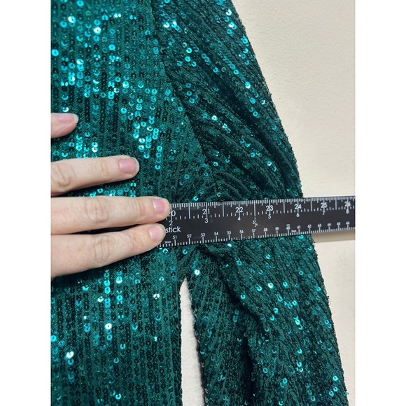 Eloquii Green Sequin Dress Size 18 Long Sleeve Party Holiday Formal Wedding - Picture 3 of 4